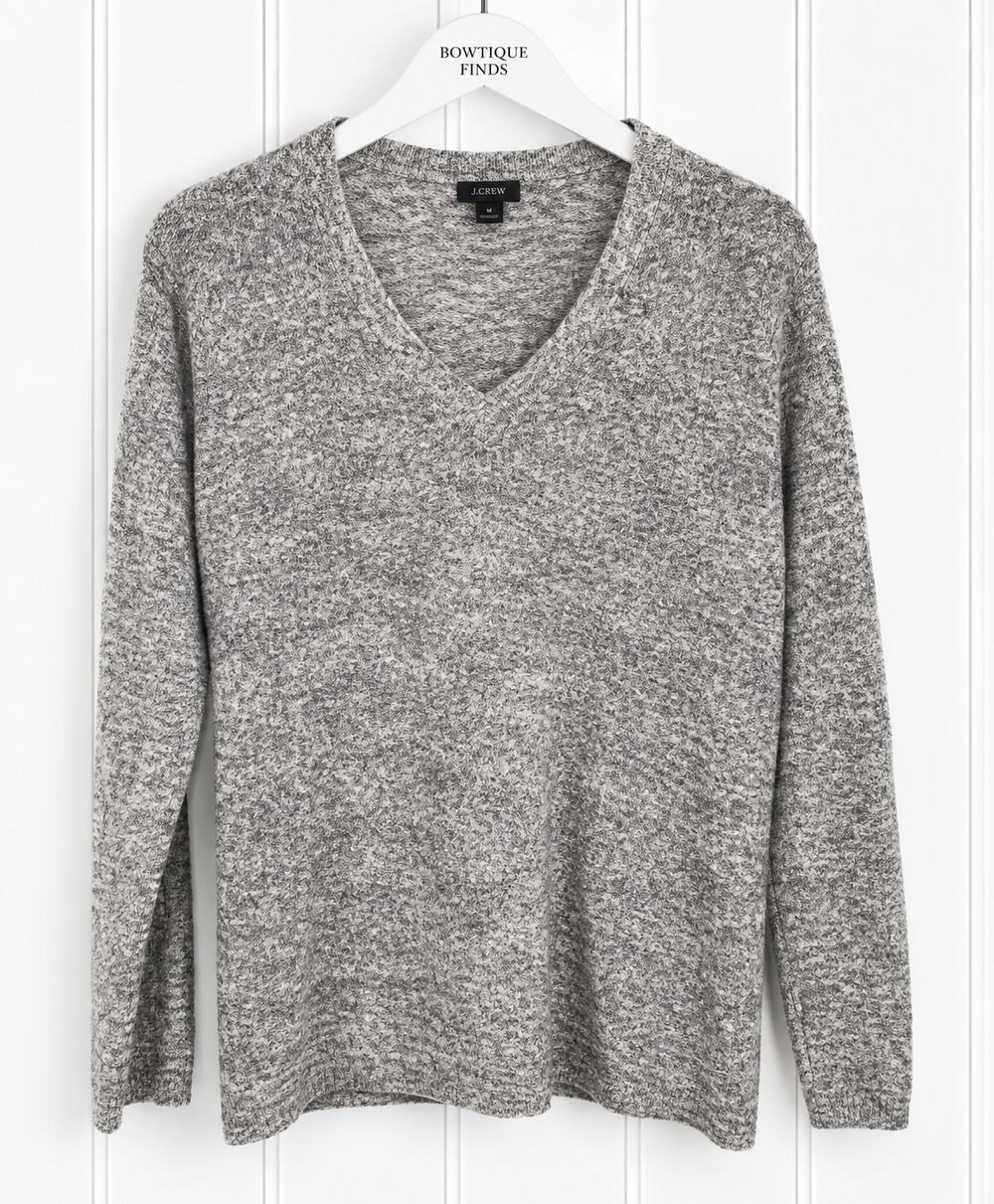 Calvin Klein Jeans Sweater Womens L Gray Marled V Neck Long Sleeve Pullover